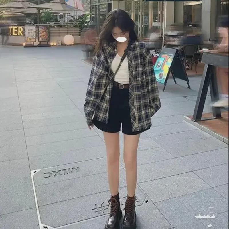 Women's Autumn Plaid Shirt - Mi-Style Loose Long Sleeve Cardigan Top
