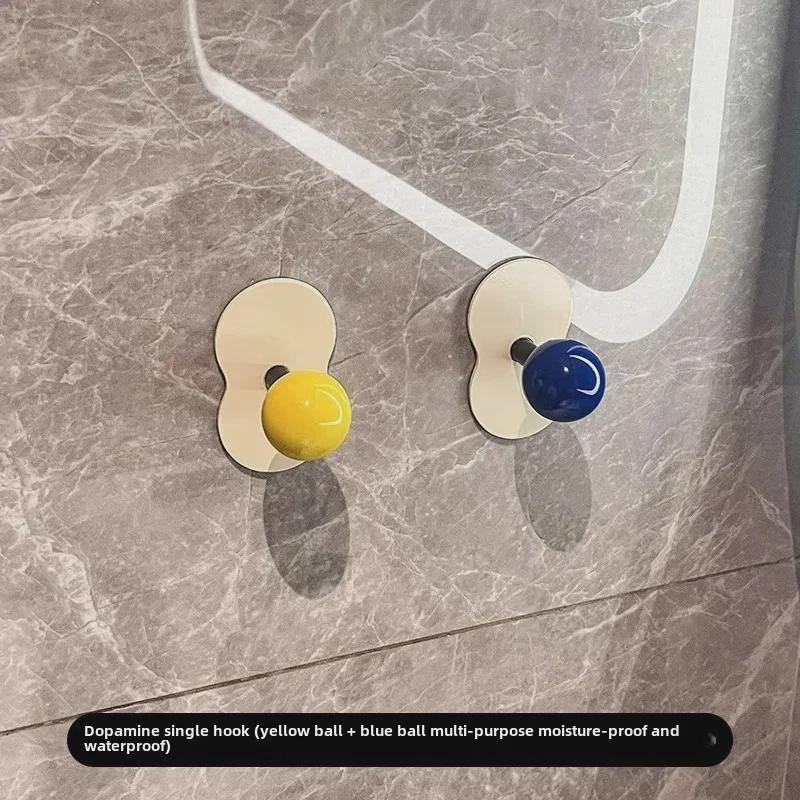 Punch-Free Adhesive Bathroom Towel Hook - Strong, Wall-Mounted, Creative Storage Solution