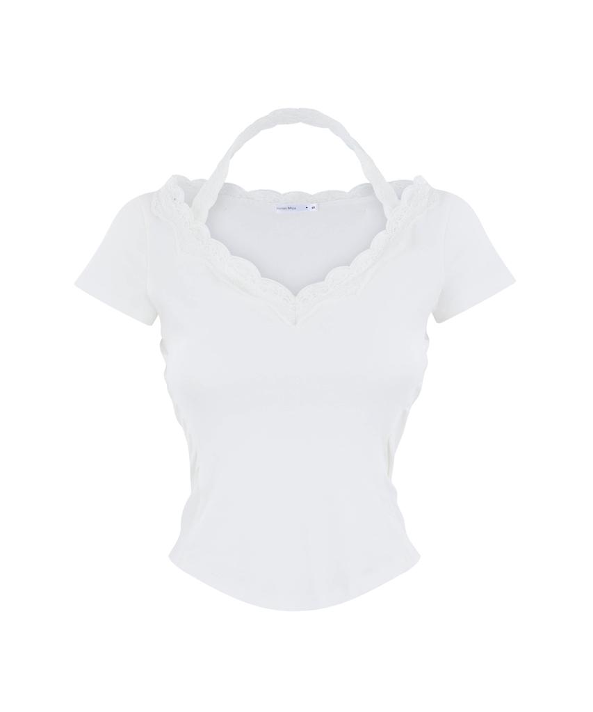 Leijeumiya Lily Halterneck Lace Top [White]