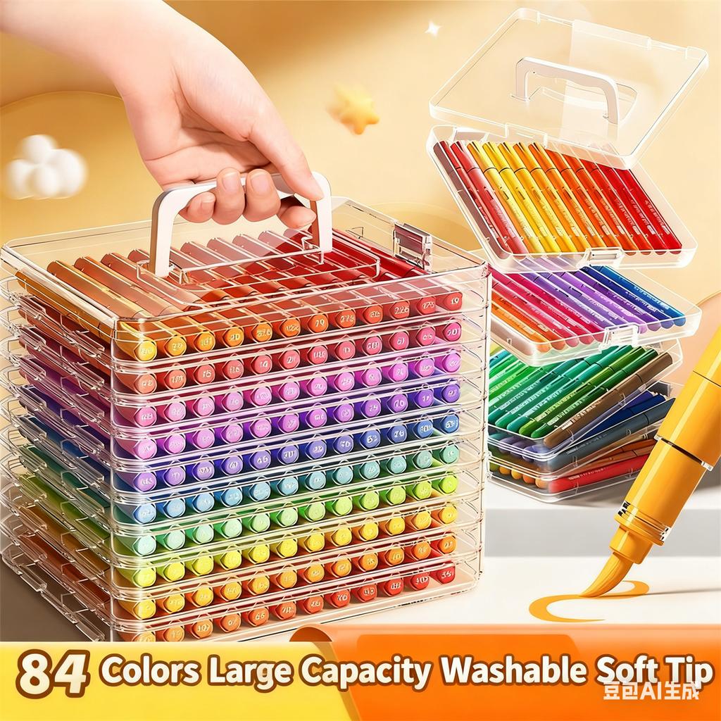 12/24/48/60/84Color Acrylic Brush Markers Set, Liquid Ink Art Acrylic Paint Markers Set for Art and DIY Craft No Box