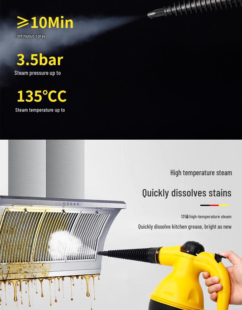 Handheld High-Temp & Pressure Steam Cleaner, Multifunctional Kitchen Oil Fume Remover & Sterilizer