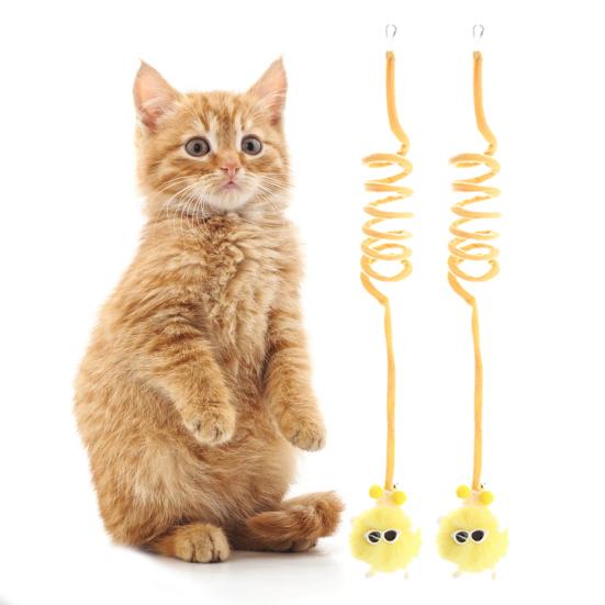 1 Set Cat Teaser Toy Scratch-resistant Rabbit Fur Ball Pet Kitten Cat Swing Rope Toy with Suction Cup Pet Supplies