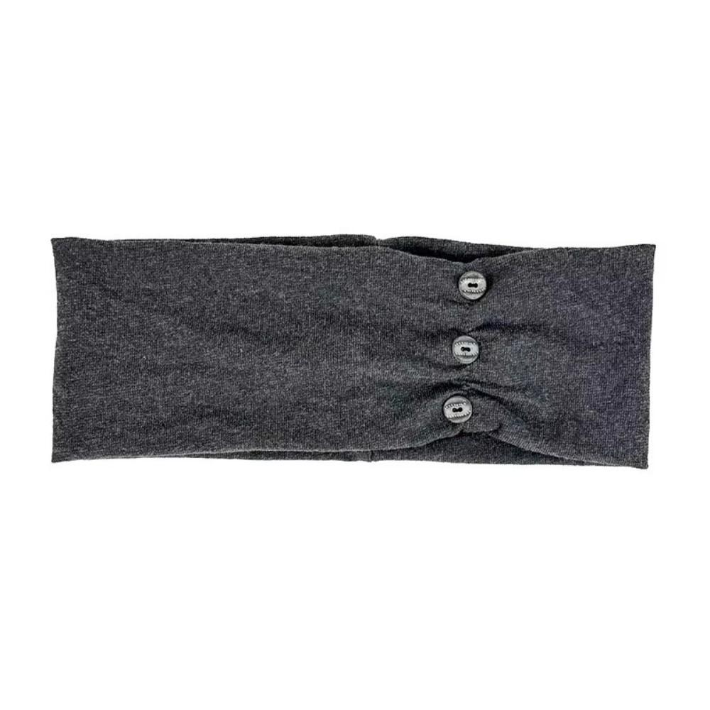 Pleated Women Headband Elastic Head Wrap Vintage Wide Button Headband for Students Daily