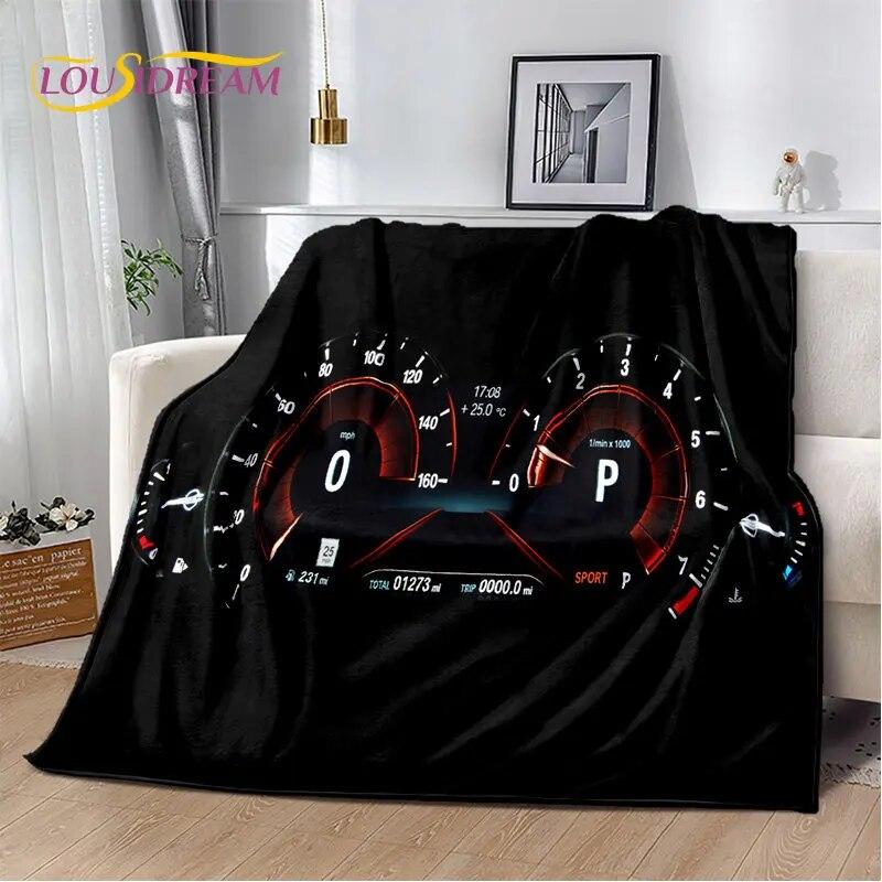 3D-Rennwagen-Armaturenbrett, weiche Plüsch-Steppdecke, Flanelldecke, Überwurfdecke für Wohnzimmer, Schlafzimmer, Bett, Sofa, Picknick-Abdeckung