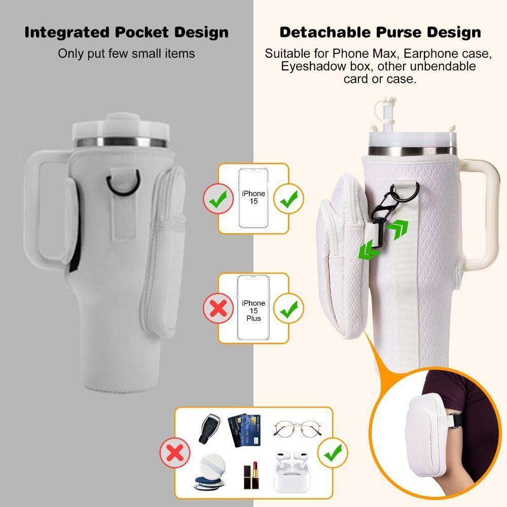 With Phone Pocket Water Cup Bags Adjustable Strap Bottle Carrier Bag  for Stanley 40oz Tumbler