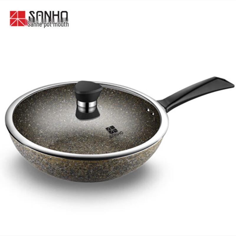 SANHO 30cm Maifan Stone Granite Non-stick Wok