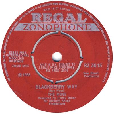 7inch Record MOVE - Blackberry Way RZ3015 Regal Zonophone 1968 UK Rock Used