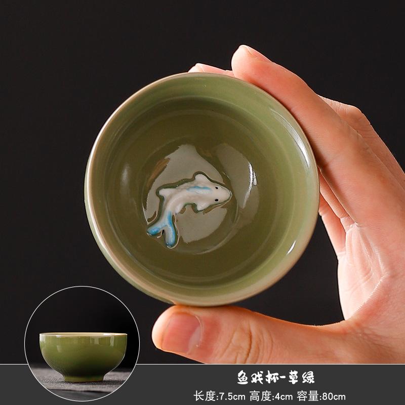 

Селадонова Риба Керамічна Чайна Чашка Маленькі Чашки для Чаю Коропи Кунг-Фу Чайний Набір Чашки Китайський Ручної Роботи Дорожній Чайний Набір Аксесуари для Пиття Подарунок