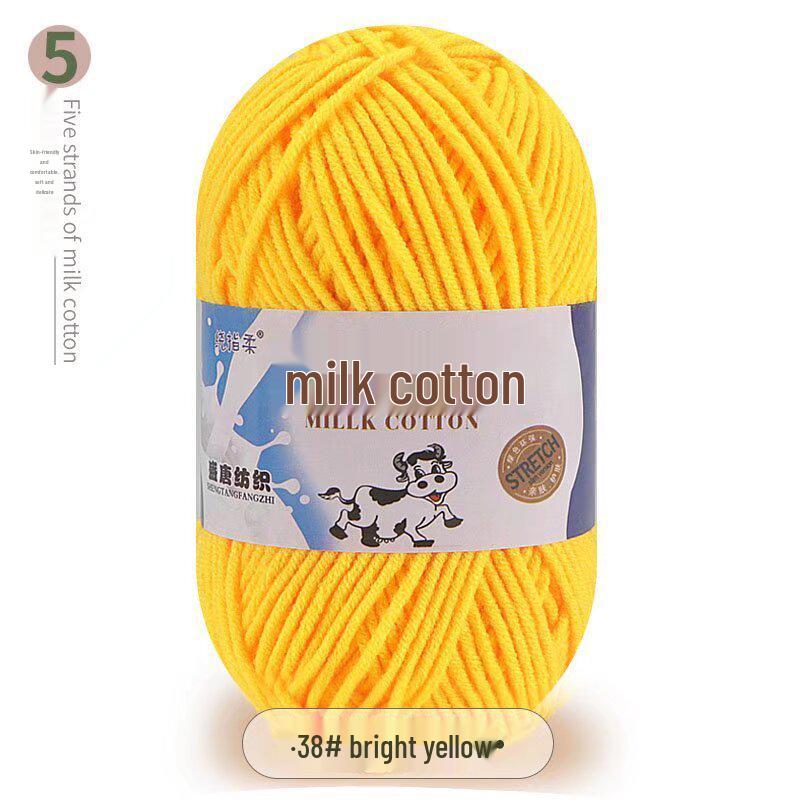 Five-Strand Milk Cotton Yarn for Crochet: Medium-Thick, Hand-Knitted DIY Kit for Dolls, Shoes, Scarves.