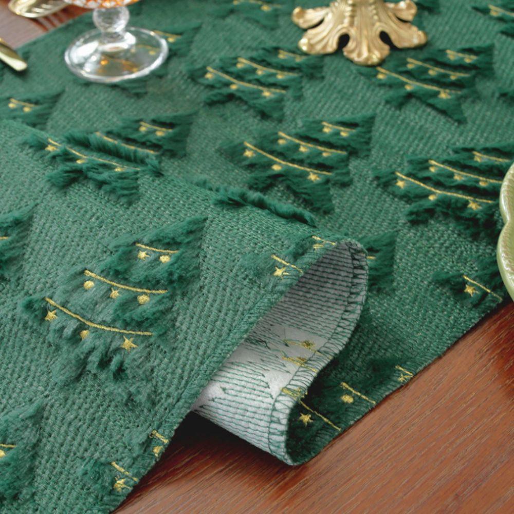 Plush Embroidered Christmas Table Cover Rectangular Dining Tablecloth  Restaurant