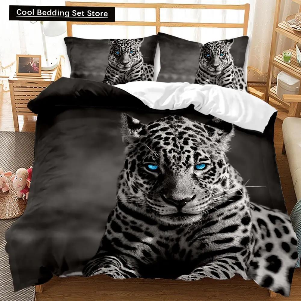 Zestaw poszwy na kołdrę Tiger Twin dla chłopców mężczyzn z nadrukiem dzikich zwierząt zestaw pościeli zwierzęcy poliestrowy pokrowiec na kołdrę podwójny queen king size