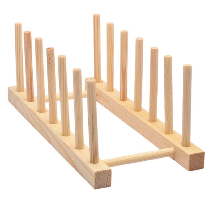 Ventilated Wooden Kitchen Storage System Space Saving Multi Level Dish Organiser Cups Plates Utensils Drying Rack