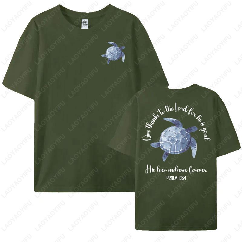 Give Thanks To The Lord Shirt Bible Verse Psalm 1361Tshirt Summer Christian Ocean Tees Sea Turtle Bible Quote Cotton Tshirts