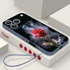 Étui Cordon Motif Fleurs Roses Rouges Pour iPhone 17 Pro Max Funda iPhone 16 15 14 13 Pro Max 11 16E 17E Coque Souple en Silicone
