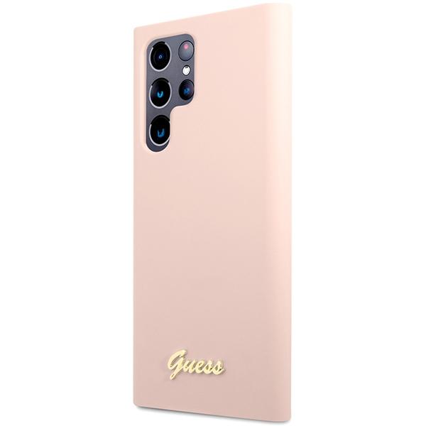 Guess Guhcs23Llslmgpp S23 Ultra S918 Różowy/Pink Hardcase Silicone Script Metal Logo