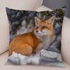 Cute Wild Fox Print Pillowcase Decorative  Animal  Polyester Cushion Cover for Sofa Home Car