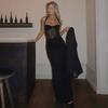 European Spring/Summer Lace Patchwork Halter Neck Slim-fit Waist-cinching Dress