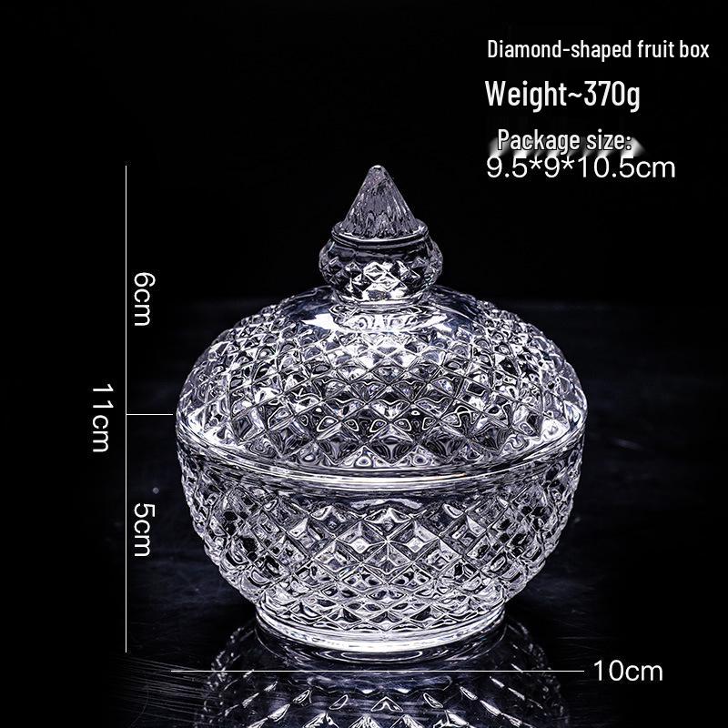 European Crystal Candy & Jewelry Glass Storage Box with Lid