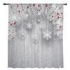 Christmas Pine Needles Snowflakes Wood Grain Sheer Curtains Christmas Home Decor Window Tulle Curtains for Living Room Bedroom