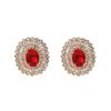 Geometric Zircon Stud Earrings Women Black Gold Green Red Minimalist Vintage Chic Fashion Jewelry