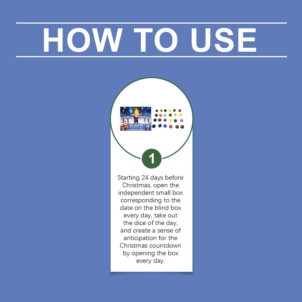 Christmas Arrival Calendar Dice Set, 24-day Christmas Countdown Gift, Suitable For RPG, Role-playing Board Game Enthusiasts