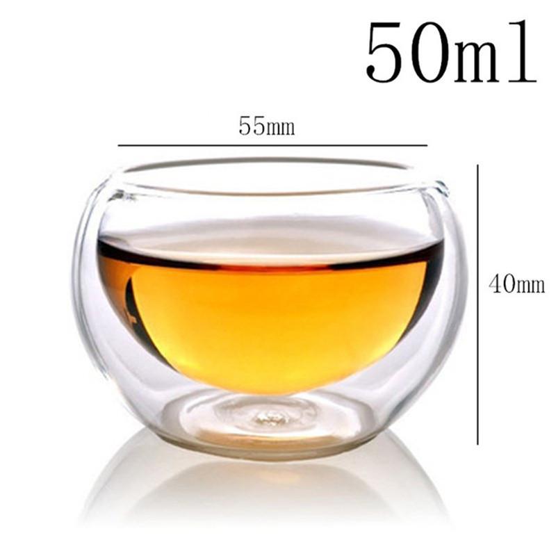 

Стеклянная кружка с двойными стенками из боросиликатного стекла, устойчивая к воздействию чая, молока, сока, вина, кофе, воды, кружка для бара, напитков, подарков 50-500ml