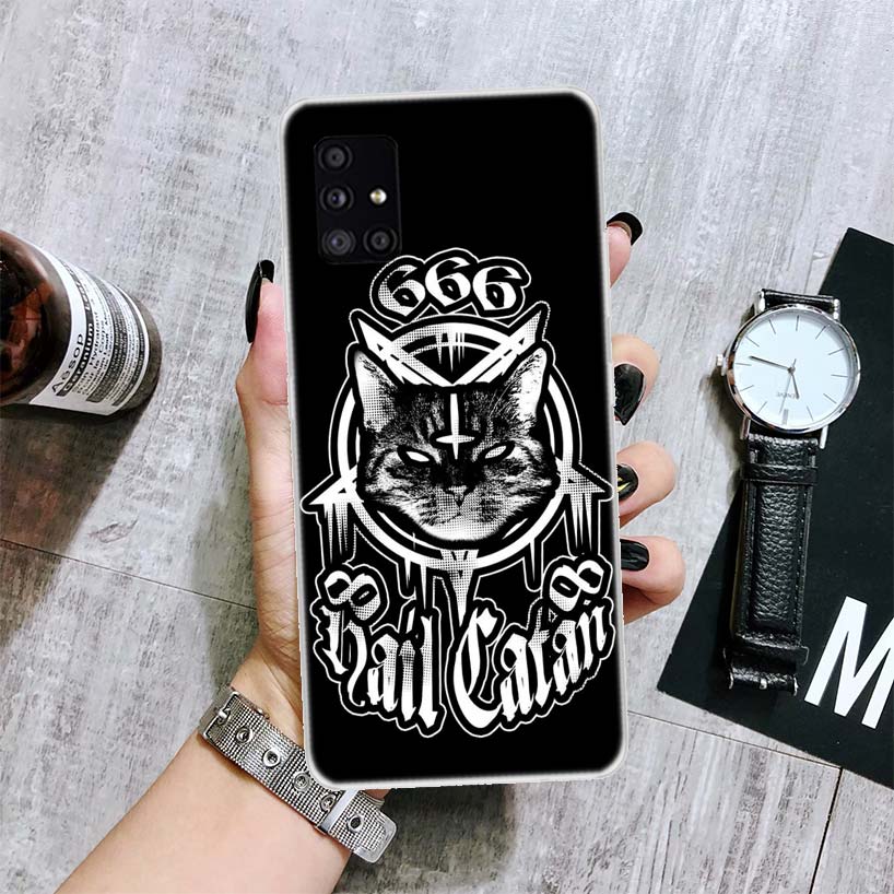 Häxa Och Katt Färgstarkt Sött Telefonfodral För Samsung Galaxy A12 A22 A32 A42 A52 A72 A51 A71 5G A41 A31 A21 A02S M12 M21 M31 M30S