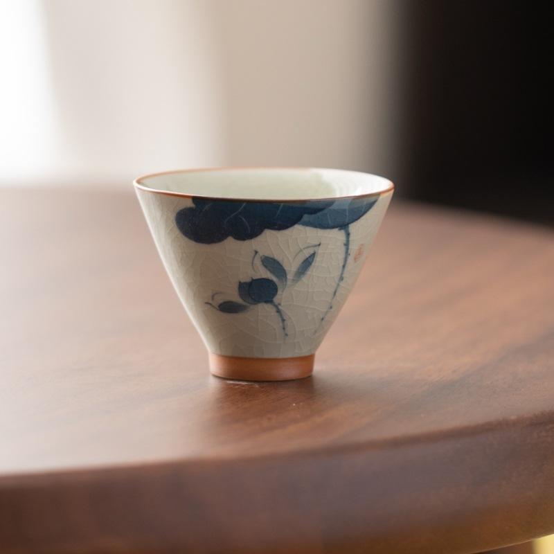 Chinese Style Ge Kiln Master Cup Handmade Ceramic Tea Cup Single Cup Tea Tasting Cup Kung Fu Tea Set Teacup