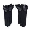 This Is A Cute and Sweet Style of Woolen and Yangni Women's Bow Gloves A Fashionable Outfit That Pairs Well with Full Finger Gloves