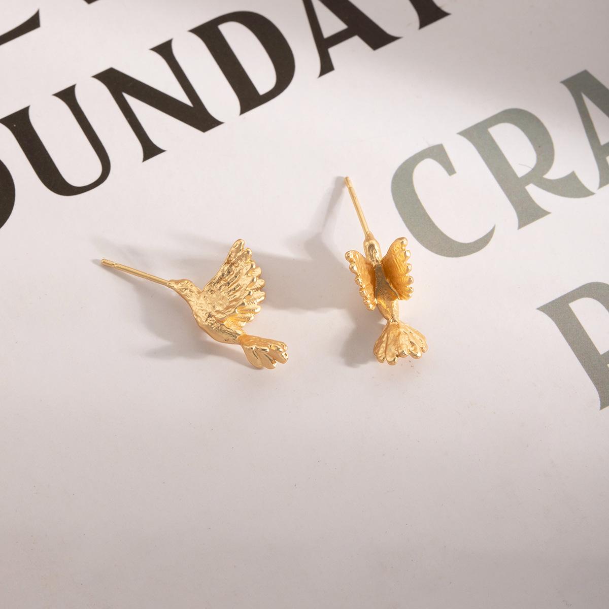 Ретро Серьги с Голубем Мира Персонализированные, Национальный Стиль Легкая Роскошь Дизайн Чувство Коллекция Летающая Птица Модные Серьги с Характером