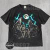 Tricou Grafic Pachet de Lupi și Lună, Tricou Grafic Retro Faună Sălbatică, Tricou Anii 2000 Natură Auroră Polară, Cadou Rustic pentru Iubitor de Animale în Aer Liber