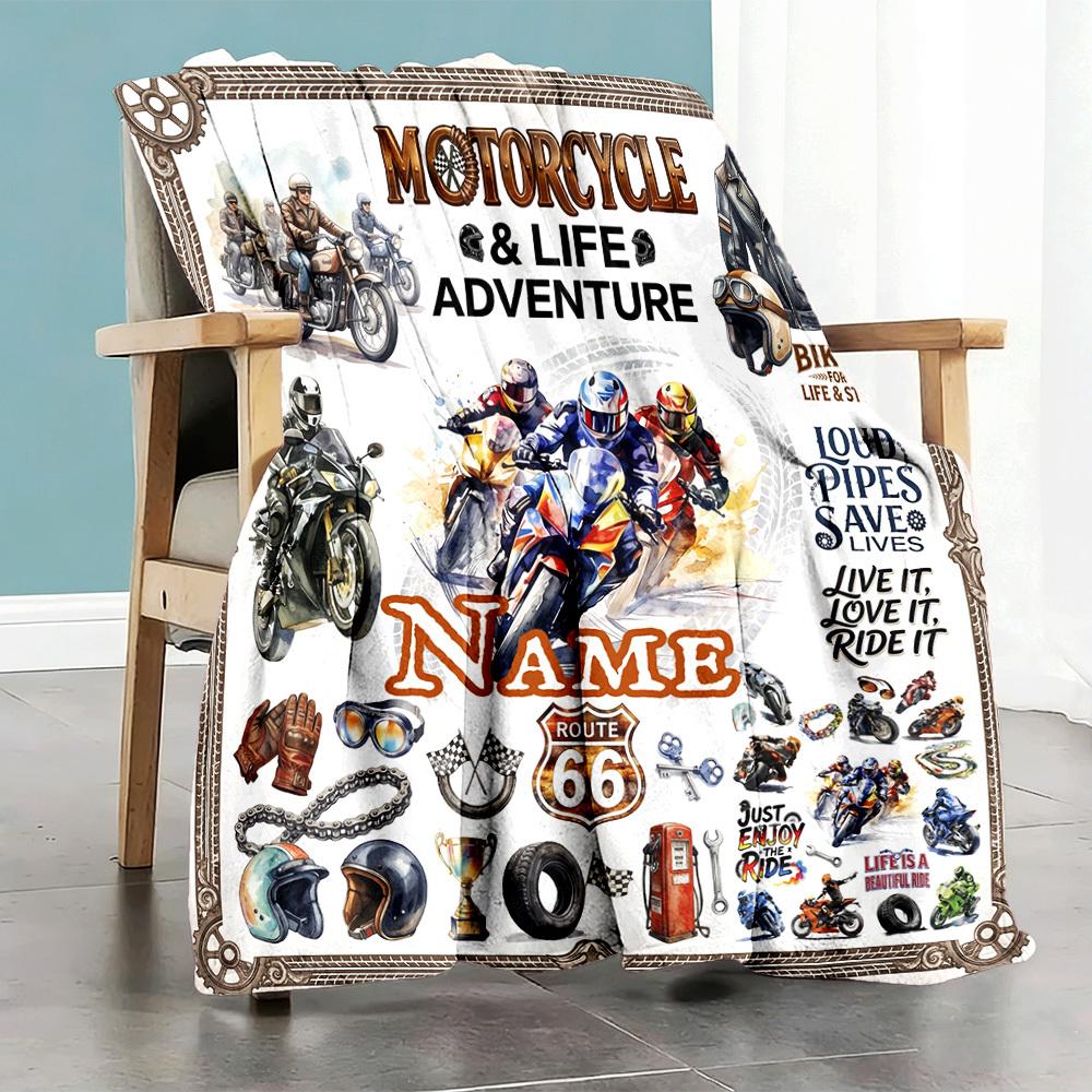 Motorcycle Adventure Life Style Customize Your Name Home Blanket S Comfortable Soft Lightweight Allseason Multipurpose Blanket For Picnics Couches