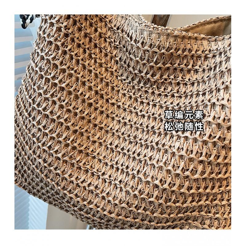 2025 New Style Light Leisure Vacation Straw Tote Bag Fashionable Commuting Large Capacity One-shoulder Beach Women