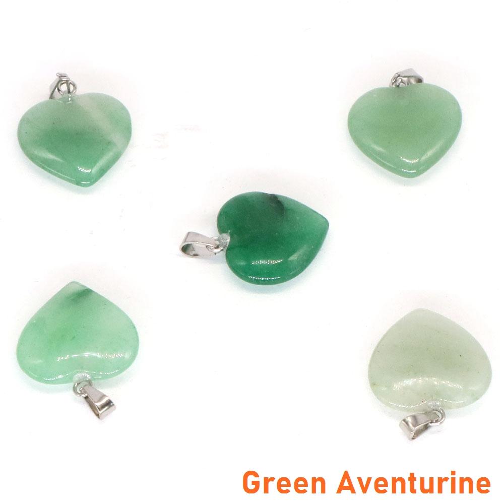 10PC/Set Love Heart Shaped Pendant Natural Stone Rose Quartz Crystal Turquoise Tiger Eye Aventurine Jewelry Making Necklace 20mm
