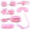 7pcs/set PU Leather Sex Bondage Set Toy Restraint Sex Toy Handcuffs Tied Rope Whip Collar Erotic Toy