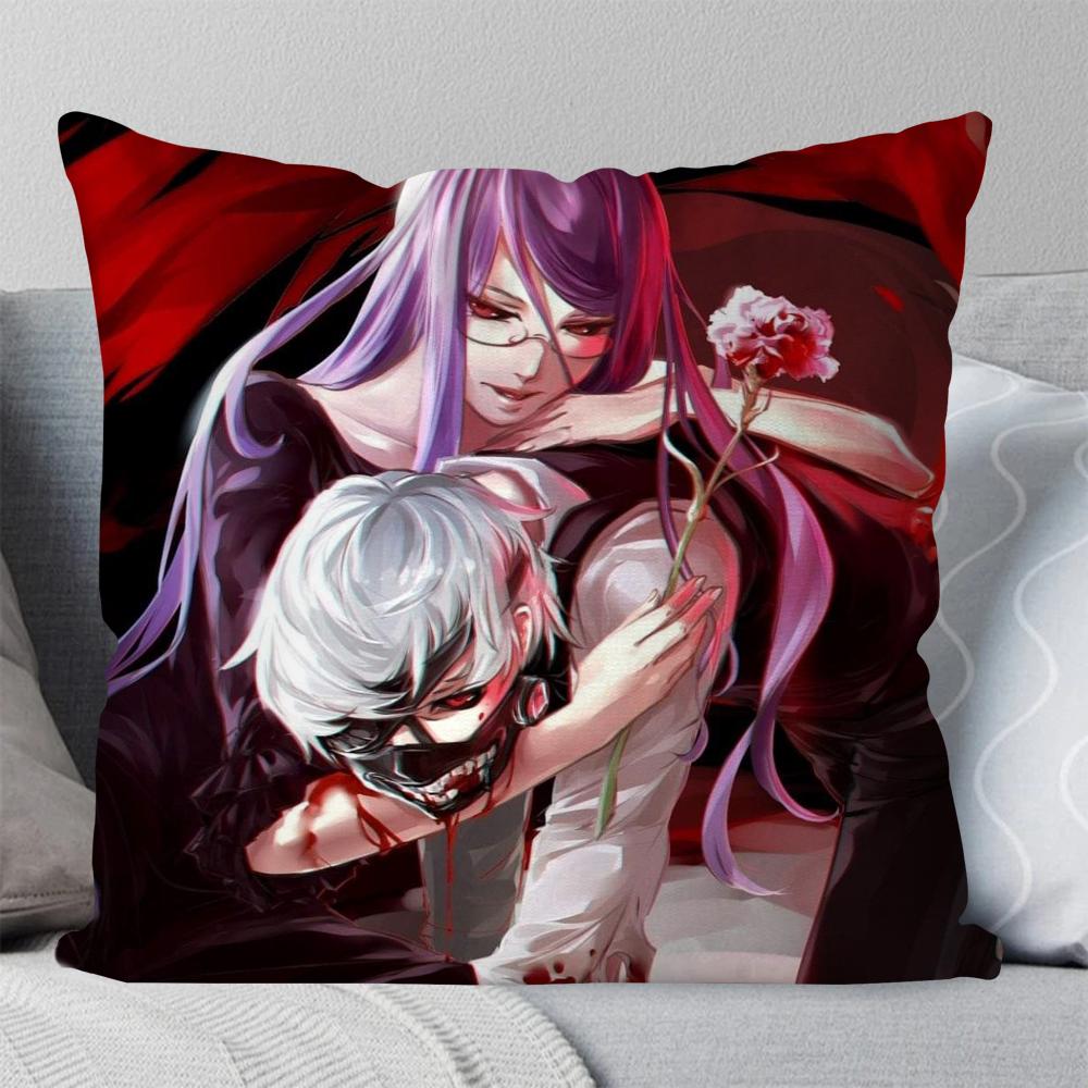 Bilibili Tokyo Ghoul Anime Pillow Case Square Pillow Bedroom Sofa Leisure Comfort Cushion Car Living Room Home Decoration 40X40