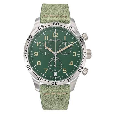 Typ 21 Fliege-Chronograph Lederarmband Grünes Zifferblatt Quarz H1821CHALV Herrenuhr