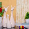 Lucky Deer Statue Family Piano Finish Ceramic Figures Deer Couple showpiece Decorative Showpiece - 25 cm  (Polyresin, Brown)