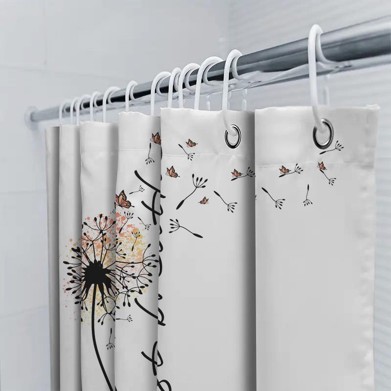 Entzückender Löwenzahn Duschvorhang Just Breathe Heimdeko Badezimmerzubehör In Weiß Mit Schwarzem Druck Für Wohnzimmerdeko