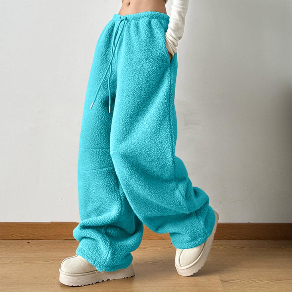 Women's Casual Loose Elastic Waistband Furry Trousers