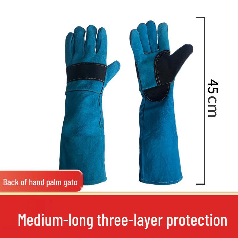 Tear-Resistant Cowhide Anti-Scratch and Bite Gloves for Pet Handling and Grooming