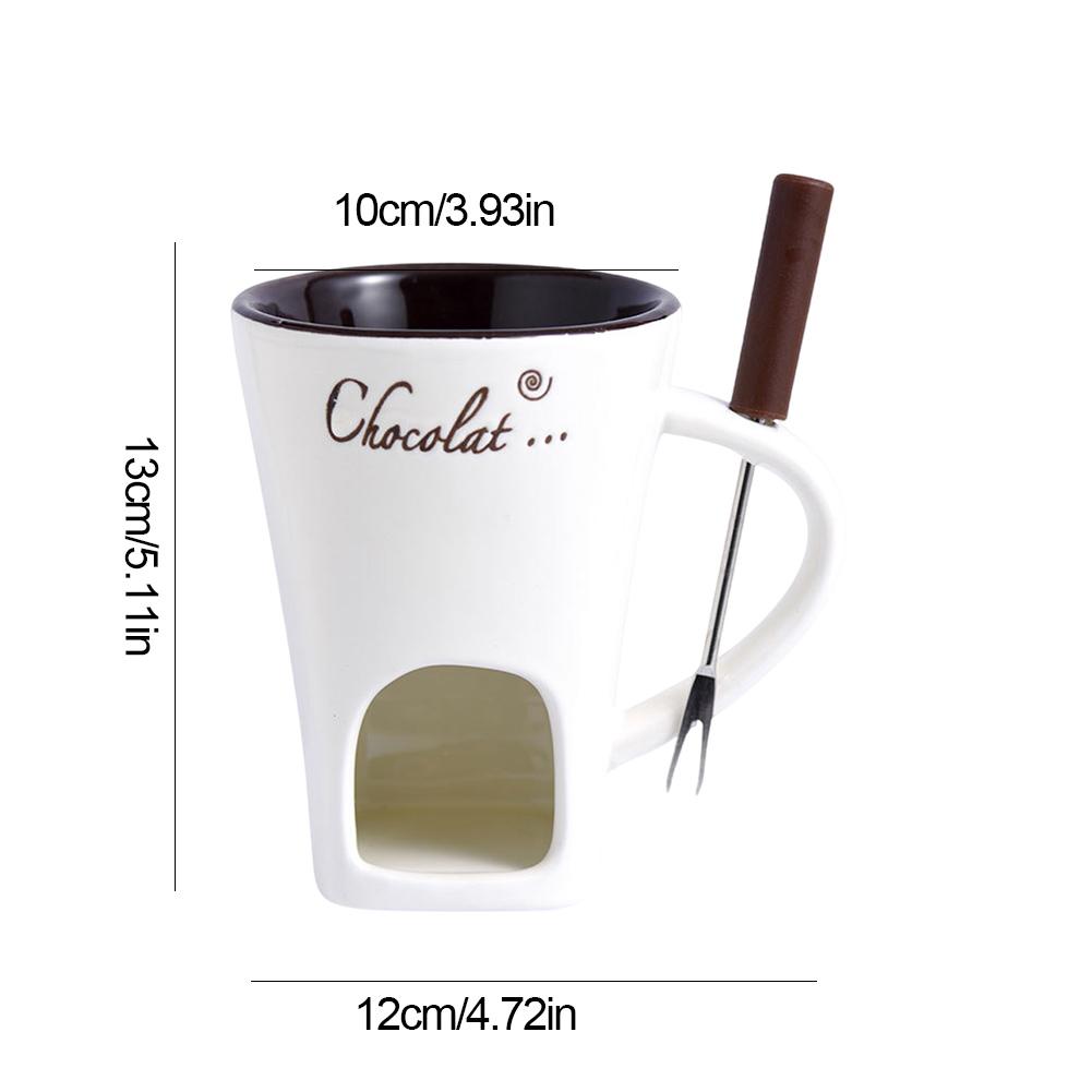Ceramic Mug Candle Cup with Fork Heating Food Ceramic Mug with Fork Creative Coffee Mug Tableware Set for Birthday Wedding Gifts