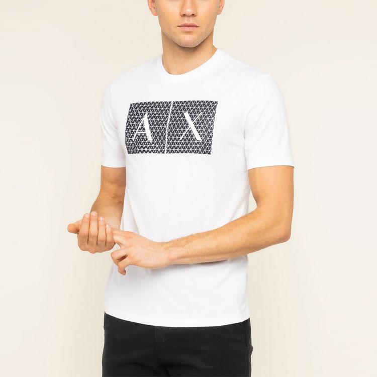 Armani Exchange AE Logo Casual Round Neck Short Sleeve T-Shirt Men Tops White 8NZTCK-Z8H4Z-1100