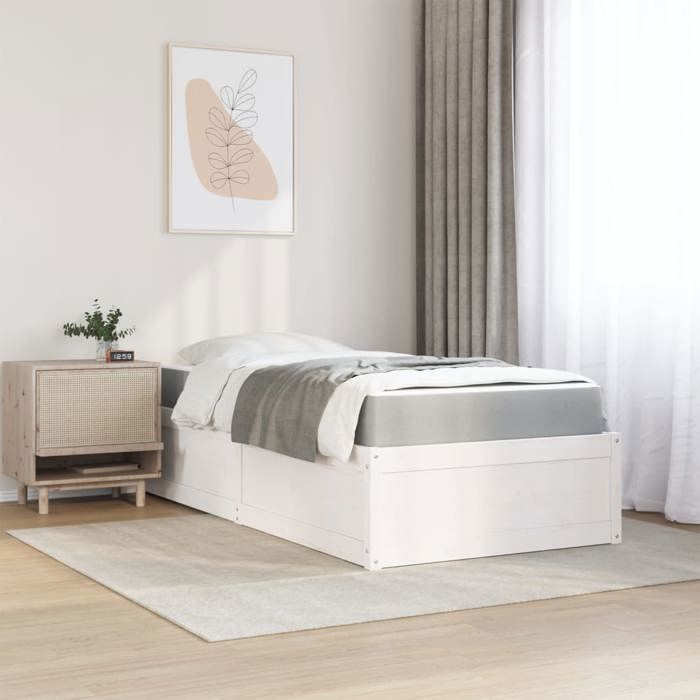 Cadre de lit avec matelas - Maison Exclusive - 90x190 cm - Bois massif de pin - Design intemporel