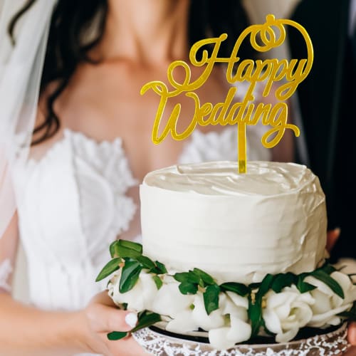 HaHaHa! Happy Wedding Cake Decoration, Cake Topper, HAPPY WEDDING Decoration Pick, Perfect for Anniversaries, Weddings, Receptions, Pre-wedding Photos