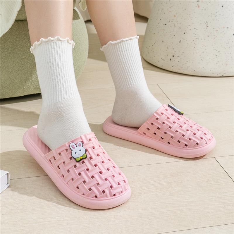 Summer Baotou Cool Slippers Ladies Bathroom Bath Home Indoor and Outdoor Wear Smooth Flat Bottom Beach Hole Shoes Women
