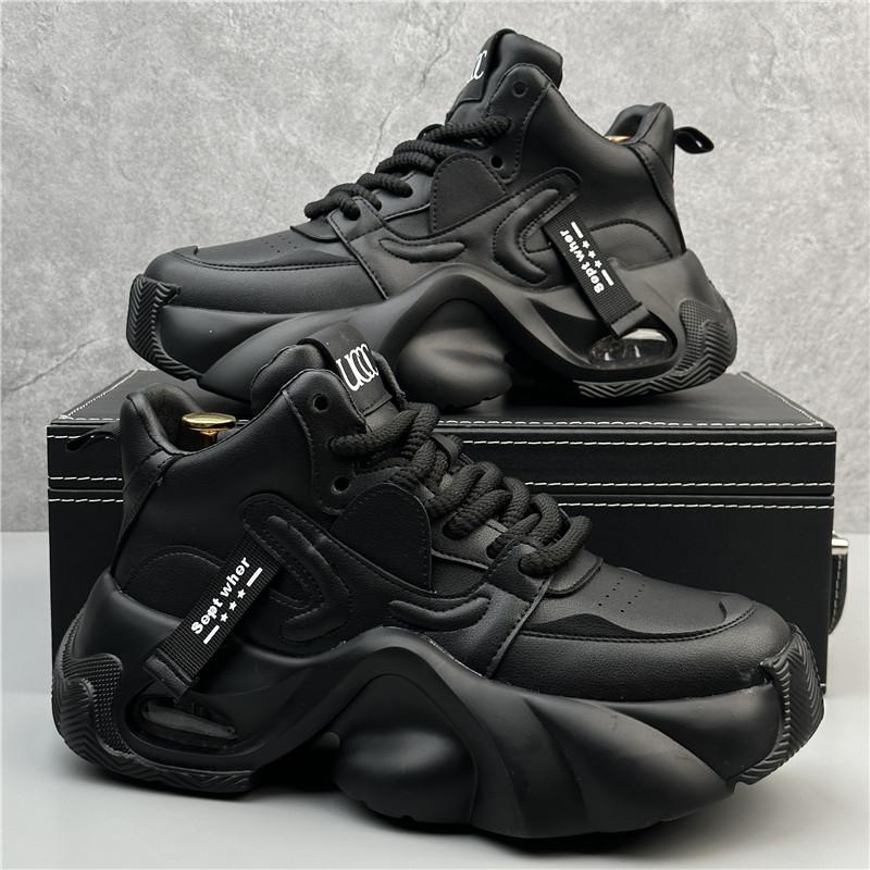 

Роскошные мужские белые повседневные кроссовки, удобная обувь на платформе, мужские дизайнерские кроссовки, увеличивающие рост, мужская повседневная спортивная обувь 38 чёрный