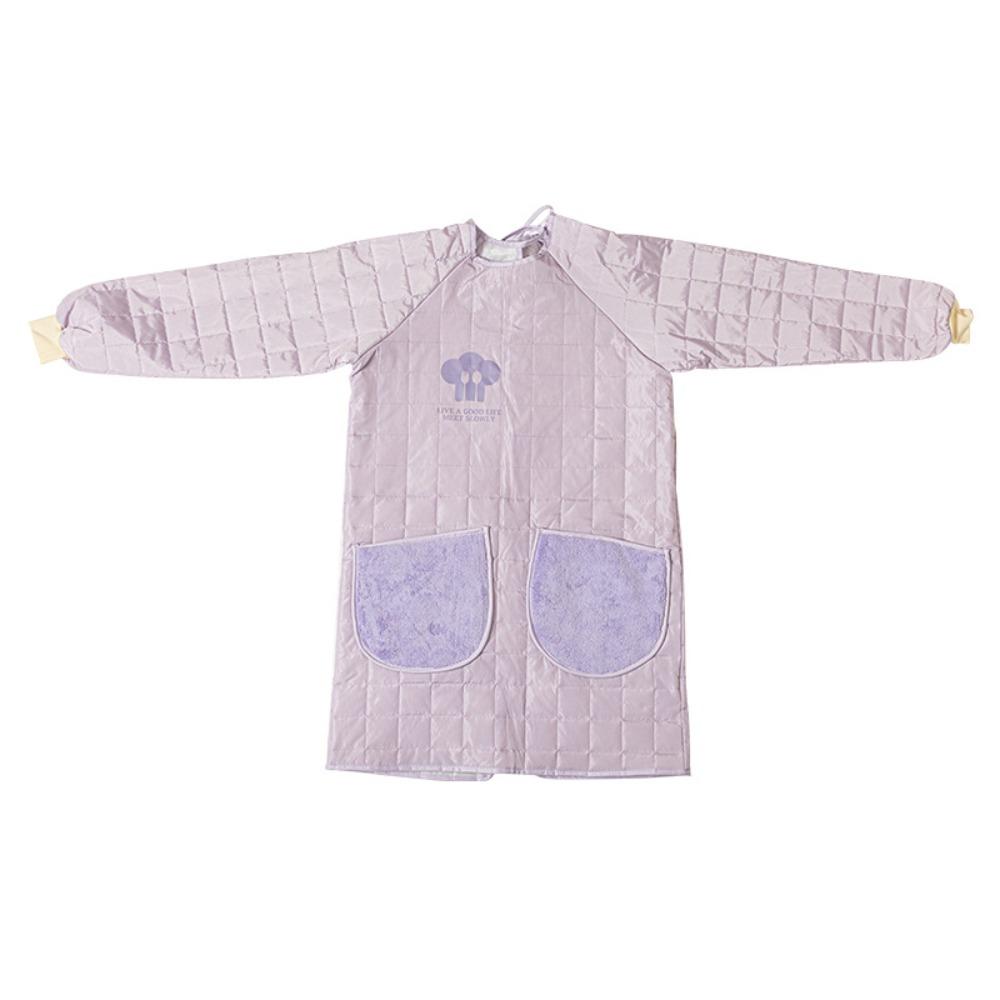 

Waterproof Long-sleeved Apron Stain-proof Catering Work Clothes Dishwashing Cleaning Apron Winter фіолетовий