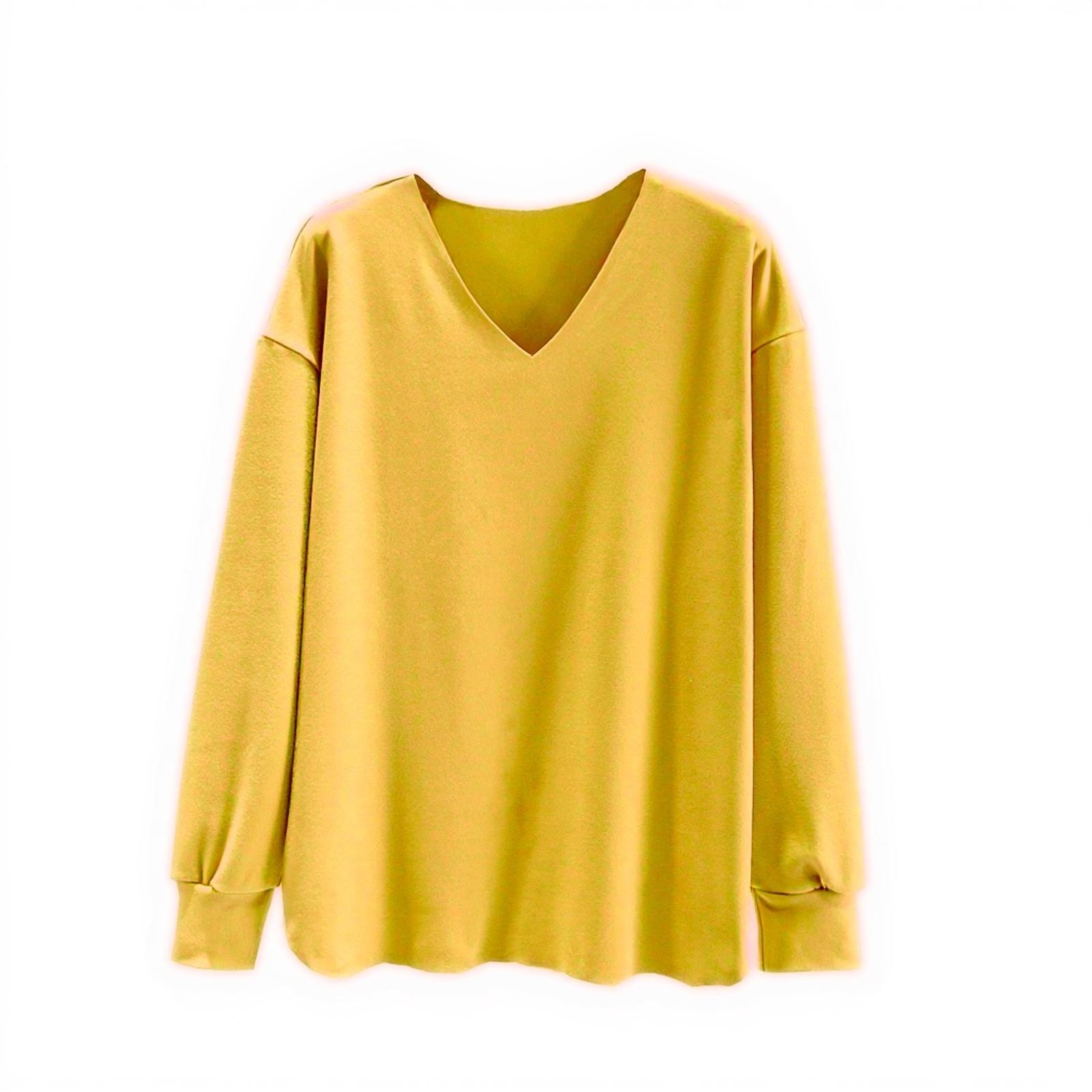 Женский модный однотонный флисовый утолщенный топ с длинными рукавами XL жёлтый 1360₽