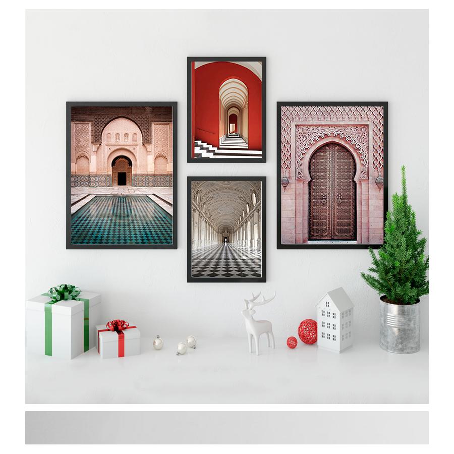 Poster Architettura Famosa Mondo Immagini Artistiche Stampate Soggiorno Pittura su Tela Arredamento Casa Moderno Nordico Marocco Porta Vintage